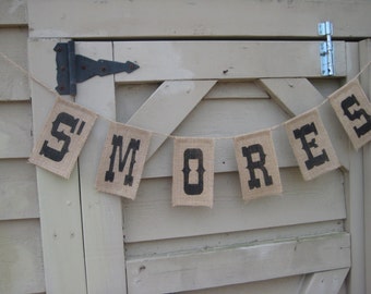 S'Mores Burlap Banner, Burlap Wedding Banner, S'Mores Sign, Rustic Wedding, Rustic Wedding Decor, Burlap Wedding, Your Divine Affair