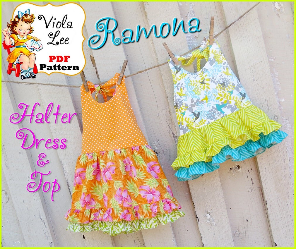 Ramona... Girl's Halter Top Pattern Girl's pdf Sewing