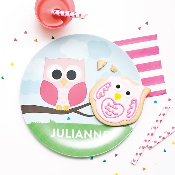Personalized Plate for Kids - Owl Plate - Add Bowl Option Il_570xn