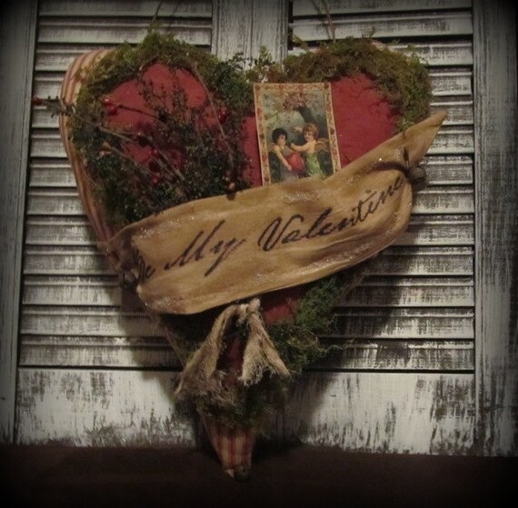 Primitive Valentines Day Door Greeter / Handmade Valentines