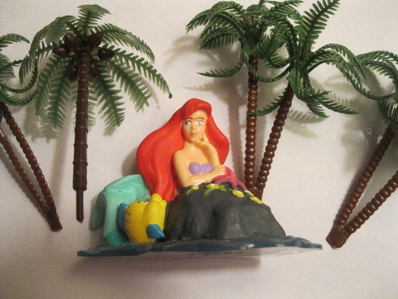 Ariel & 4 Palm Tree Plastic Cake Topper By DarcyDoesIt On