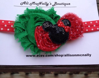 Holiday Minnie Inspired Headband, toddler headband, baby headband, Christmas headband