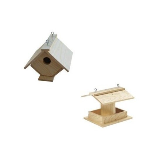 Wood Bird House Kit and Bird Feeder Kit by CraftKitsAndSupplies