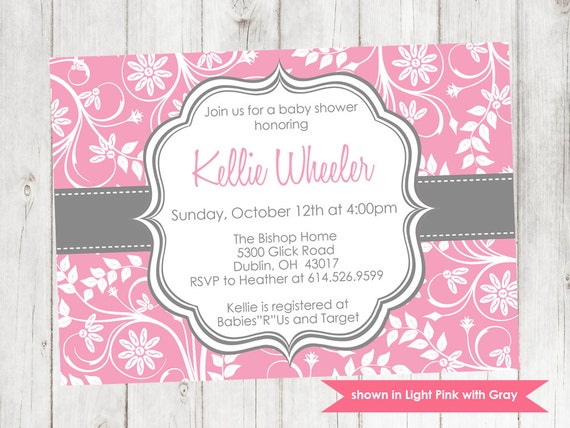 Printable Baby Shower Invitation - Shower Themed Floral Invite - Colors and Text Customizable Il_570xn