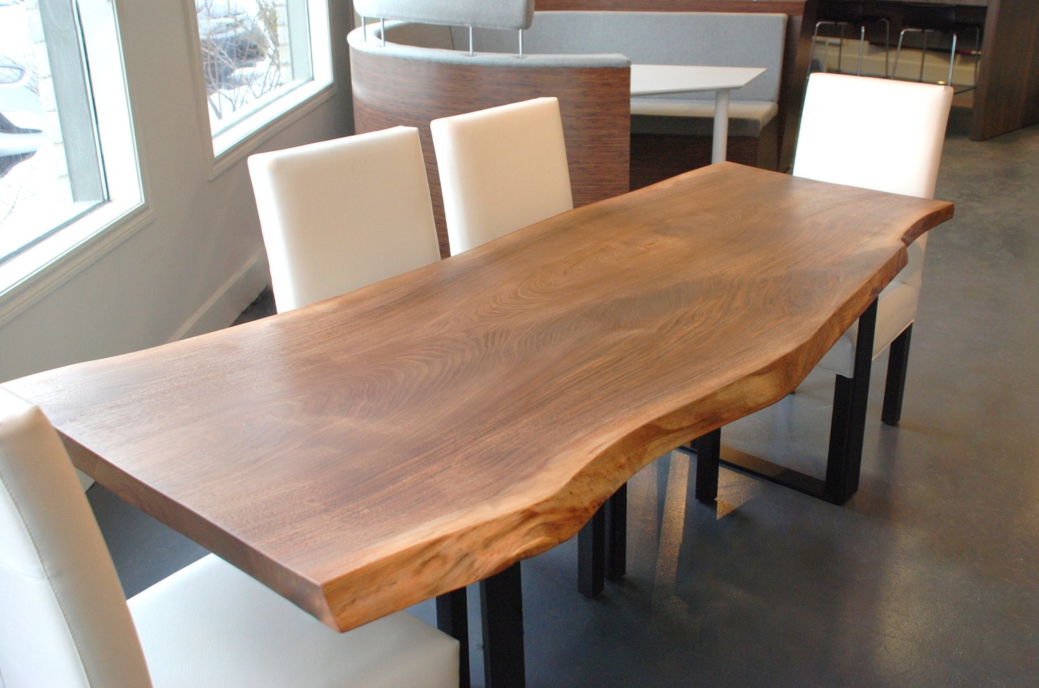 Round Walnut Live Edge Dining Room Table