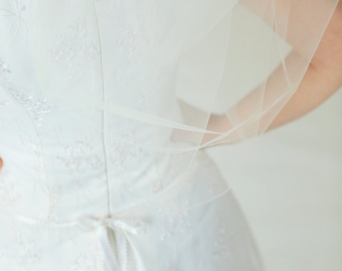 2-Tier BUBBLE VEIL, blusher veil, bridal veil, wedding veil, short veil, waist veil, champagne, ivory, diamond white color, short veil