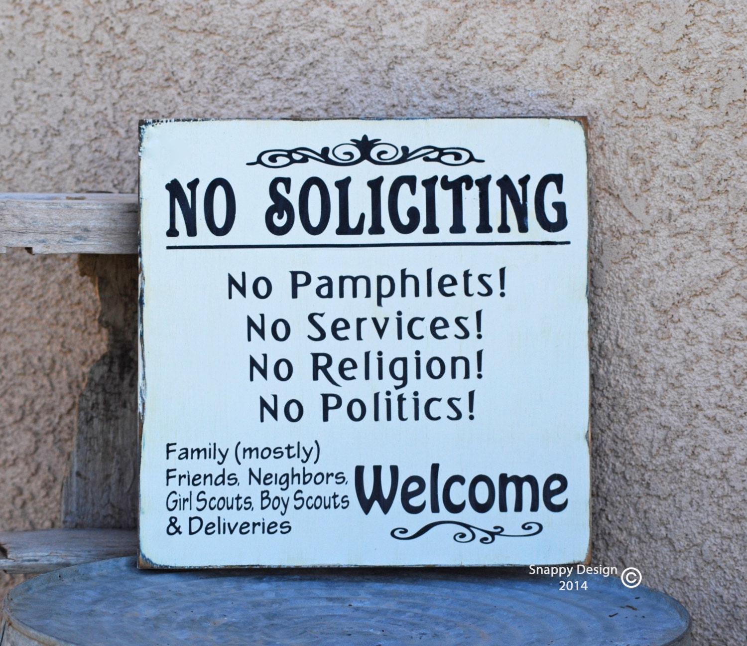 no soliciting sign hand painted sign
