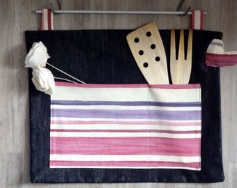 Kitchen wall organizer - gift - pink to violet stripes - kitchen accessories
