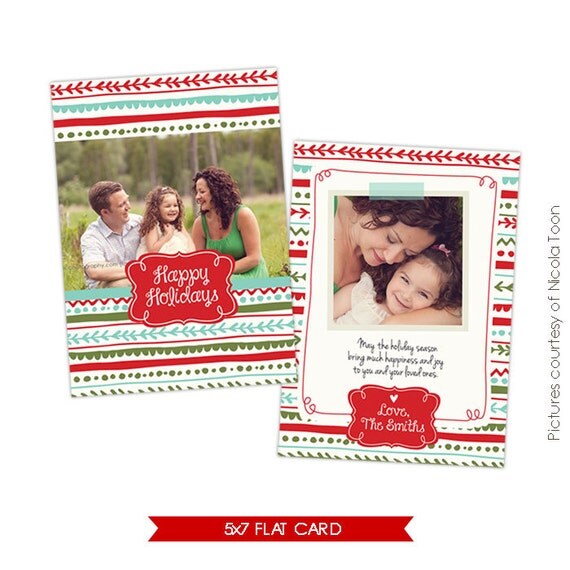 INSTANT DOWNLOAD Christmas Photo card template Colorful