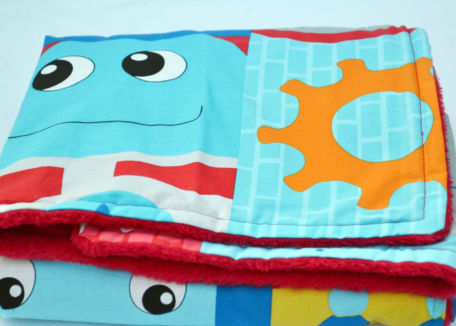 Red space robot baby blanket fleece baby blanket baby