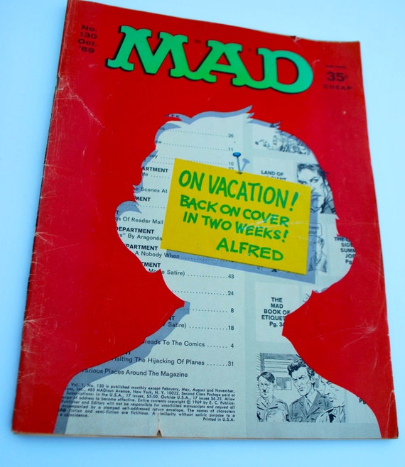 Vintage MAD MAGAZINE No 130 October 1969 On by SleepyMouseDesign