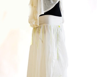 White parashute summer skirt /Handmade skirt/ Day dress Summer Trendy/skirt in white/Pockets Skirt/ Extravagant skirt/ Made by Gabyga