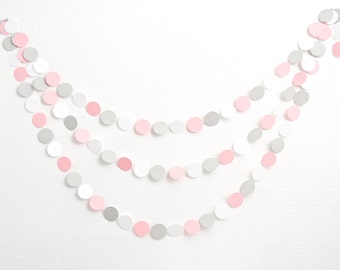 Paper Garland - Pink and Gray Baby Shower Decorations - Girl Baby Shower - Pink Baby Shower