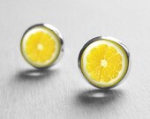 Lemon Slice Earrings Post Stud, Summer Earrings, Yellow Earrings, Best Friend Gift, Stud Earings, Citrine Earrings, E158