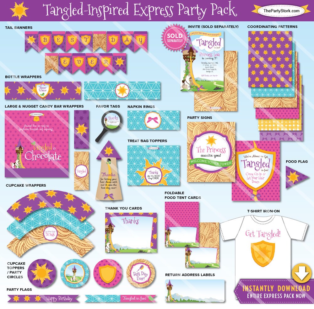 Tangled Birthday Party Decorations Printable Rapunzel Party