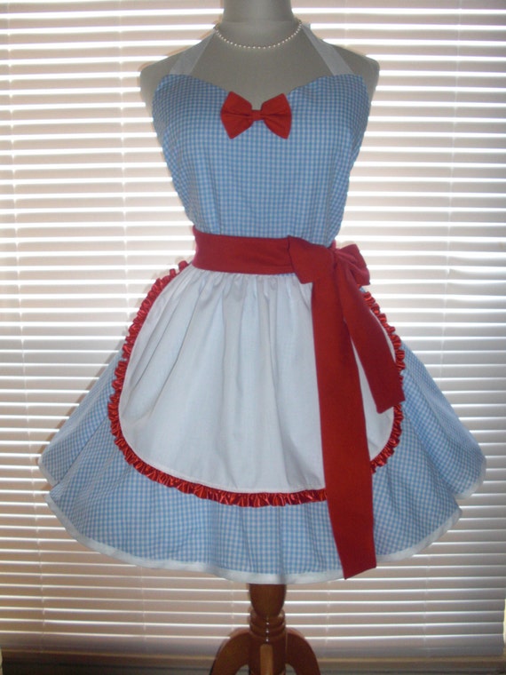 PLUS SIZE Costume Apron Retro Inspired French Maid Apron Blue