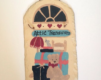 Vintage Slate Wall Hanging, Attic Treasures