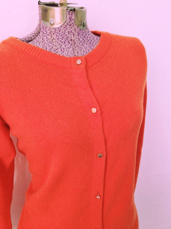 Bright Orange Vintage Cashmere Cardigan by HUXEN on Etsy