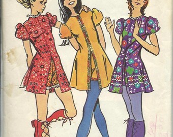 1970s Simplicity 9544 Misses Jiffy Mini-Dress and Short Shorts Pattern, Size 10