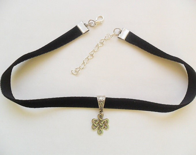Celtic Knot velvet choker necklace with a width of 3/8"inch.