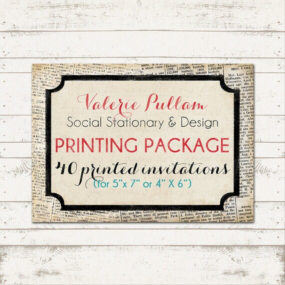 5X7 Professionally Press Printed Invitations - Printed on Cardstock - Quantity 40 - with envelopes Il_570xn