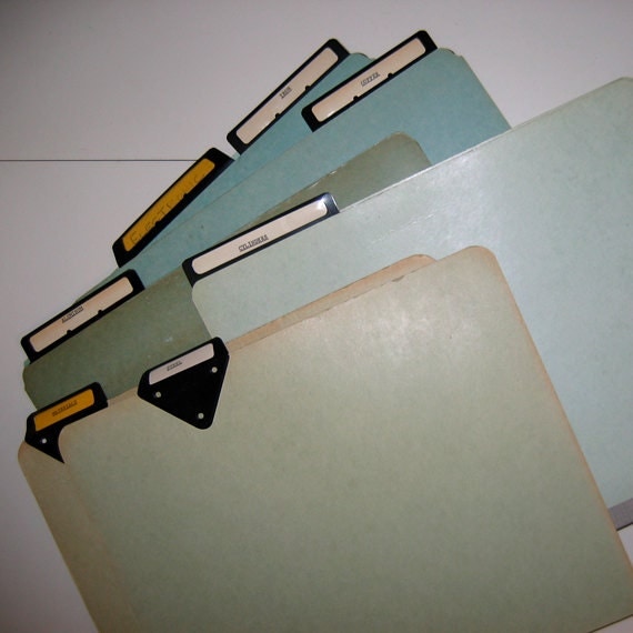 Vintage File Folders Made of Pressboard with Metal Tabs circa