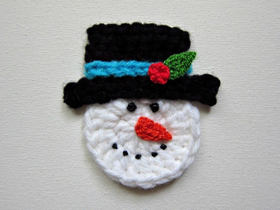 1pc 3 Crochet SNOWMAN Face Applique