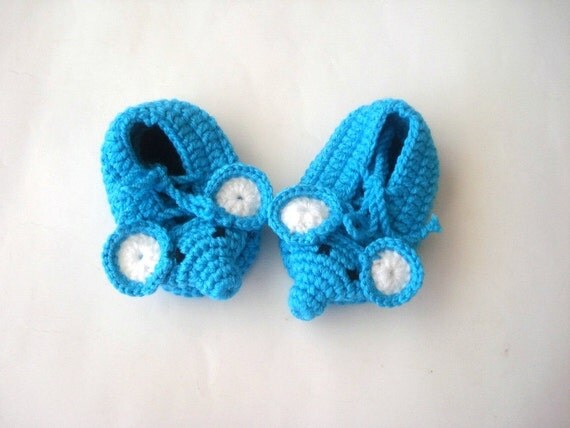 crochet baby shoes turquoise blue elephant Baby Booties baby