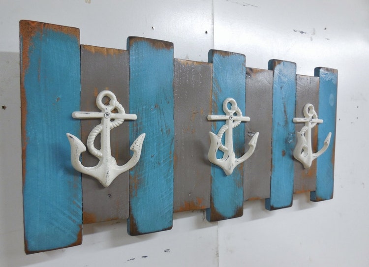 Nautical Coat Rack Coastal Wall Decor Beach by LynxCreekDesigns