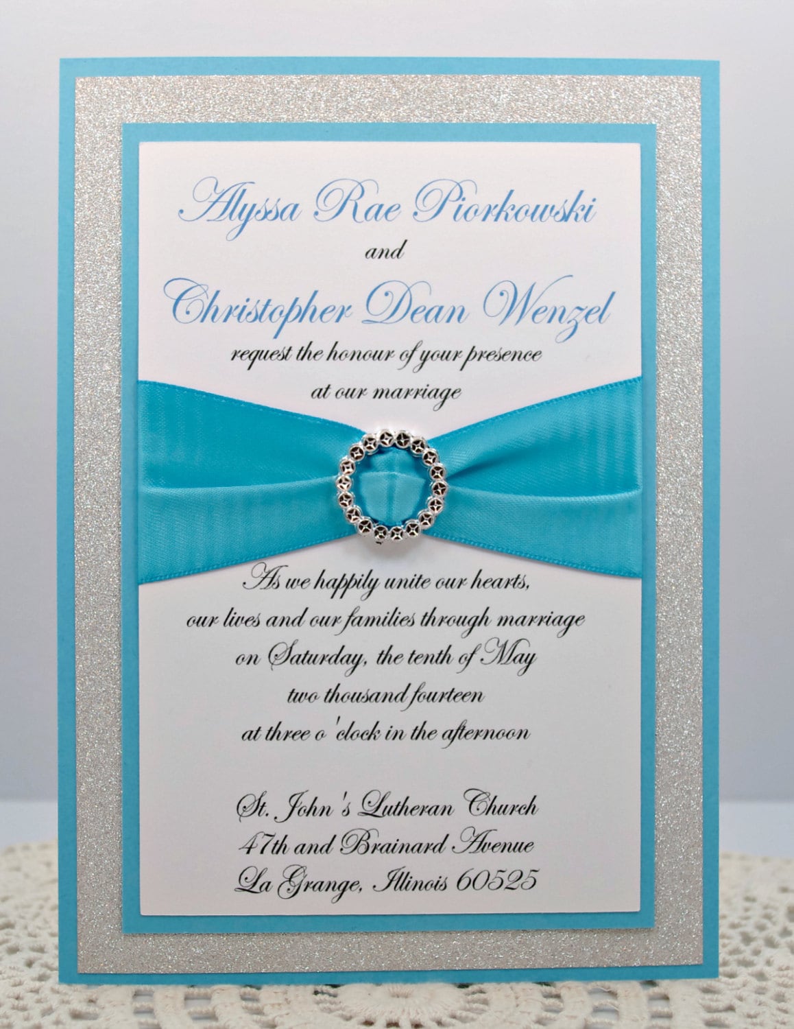 Turquoise And Silver Invitations 5