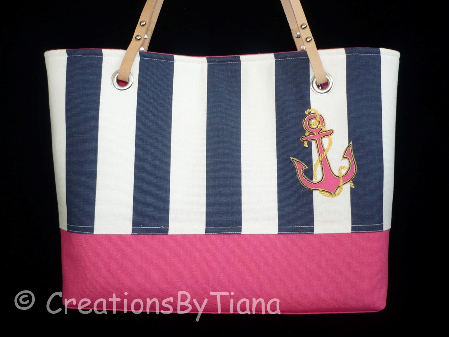 navy and pink bag