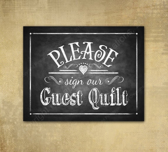 Please Sign Our Wedding Guest QUILT PRINTED chalkboard