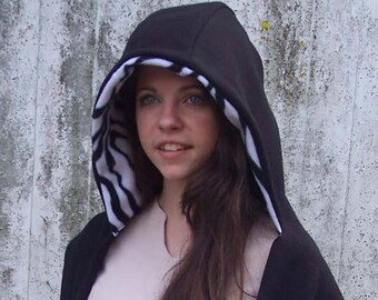 pockets Pockets with Scarf Stripes Fleece Zebra fleece Hooded coodie scarf hooded with S