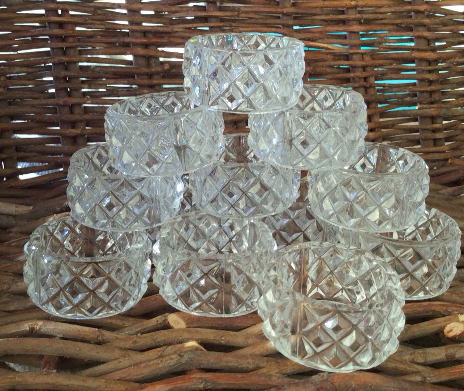 Vintage Cut Glass Napkin Rings Vintage Crystal Napkin Rings
