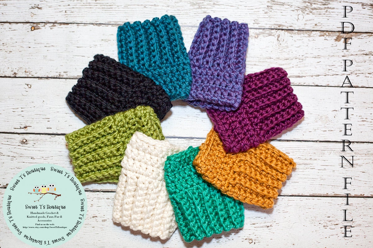 CROCHET PATTERN 111 Chunky Ribbed Crochet Boot Cuff Boot