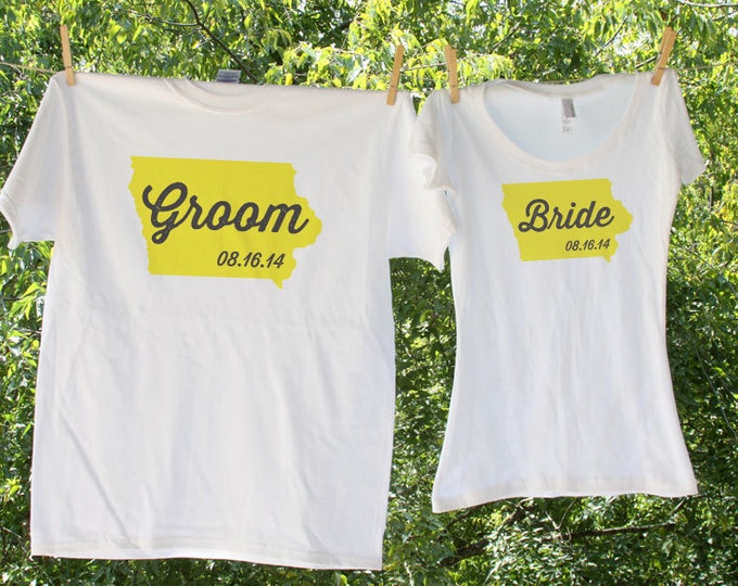 Iowa Bride & Groom with date : two shirts