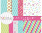 50% OFF - INSTANT DOWNLOAD, winter digital papers, snowflake digital backgrounds, for digital scrapbooking, greeting cards, website backgrou Il_170x135