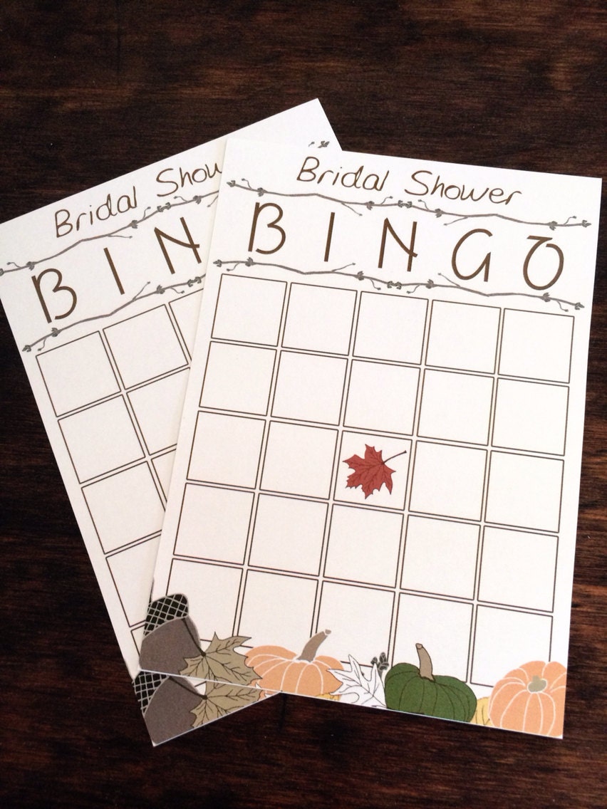 Fall Bridal Shower Bingo Game Cards Printable Shower Game