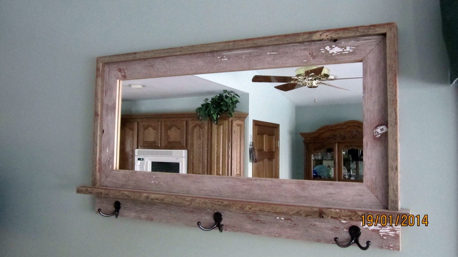 Barnwood Window Mirror with Shelf amp; Hooks by MikesBarnwoodDecor