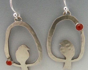 Bird Earrings, Silver Bird Earrings, Bird Jewelry RP0499ER