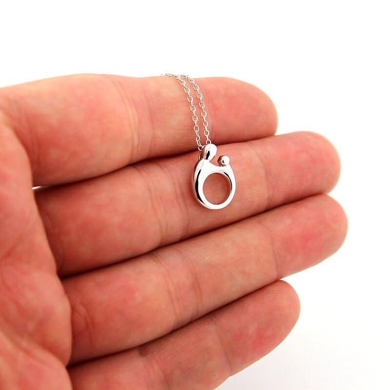 Mother and Child necklace sterling silver Mother and Child