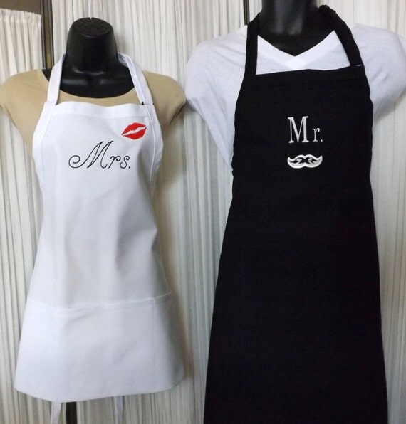 mr and mrs embroidered aprons mr and mrs embroidered aprons
