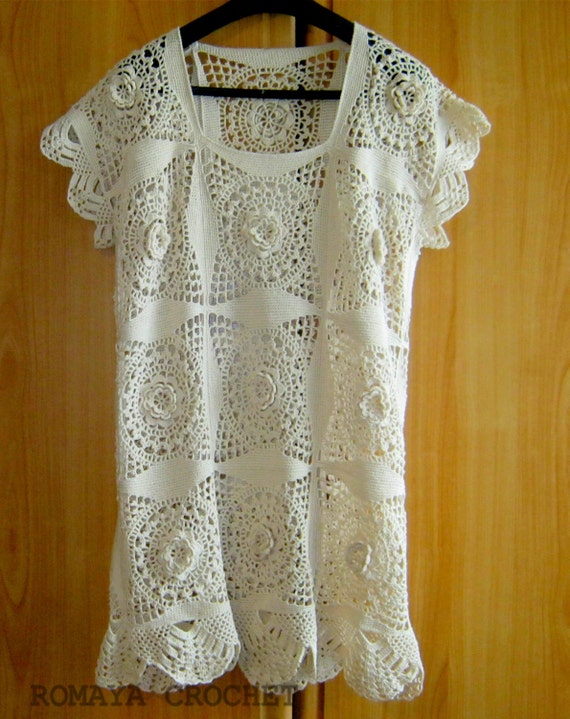 Gorgeous Crochet dresshandmade lace tunic vintage