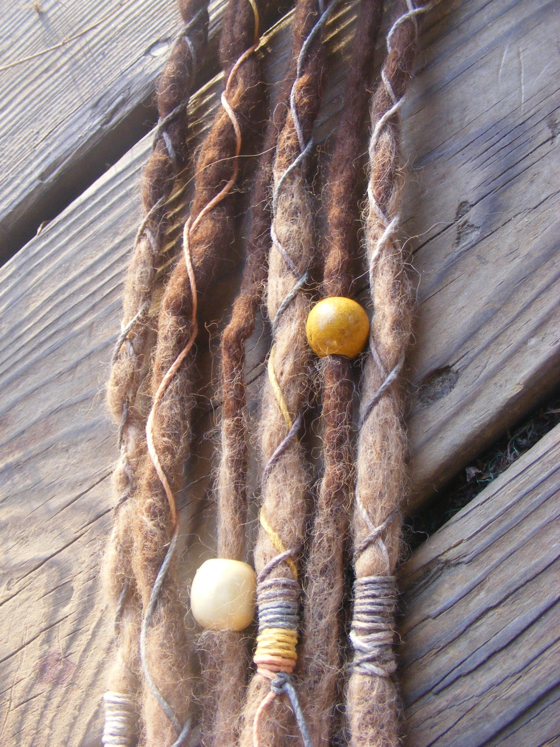 6 SE Ombre Wool Dread Extensions Felted Dreadlocks Decorated