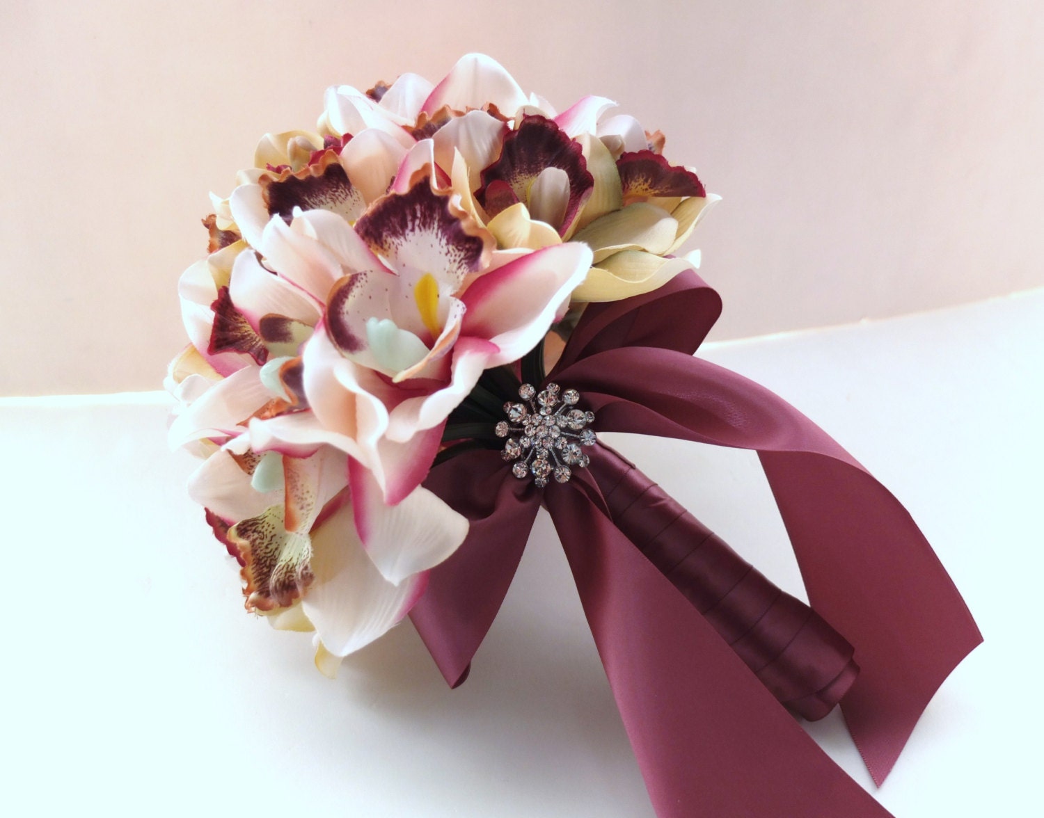 Blush Pink Cymbidium Orchid Bouquet Bridal Bouquet Wedding 