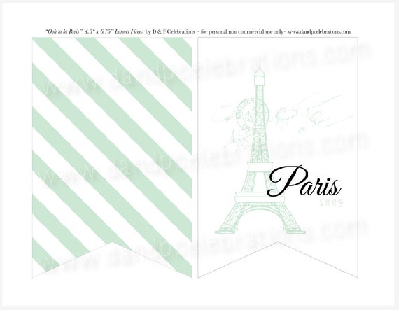 Paris Bunting Pieces in Mint Green DIY Printable Page Instant Download Il_570xn