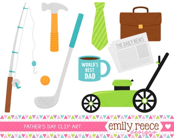 50% Off Sale - Fathers Day Dad Work Golf Fishing Cute Clip Art - Commercial Use - Scrapbooking Invitations Cards - Instant Download Il_570xn