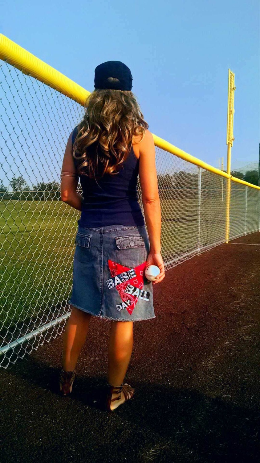 NY Denim Retro Maxi Skirt Sport Midi Skirt by AmyandAnnaDesigns