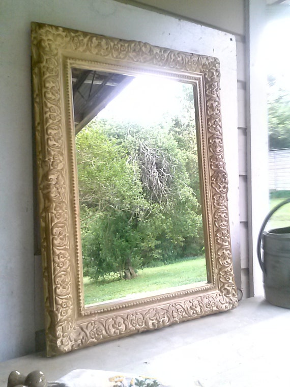Mirror Vintage mirror plastic frame mirror large by SageSensations