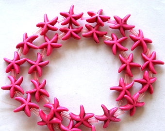 Full Strand of Pink Turquoise Magnesite Star Fish Beads